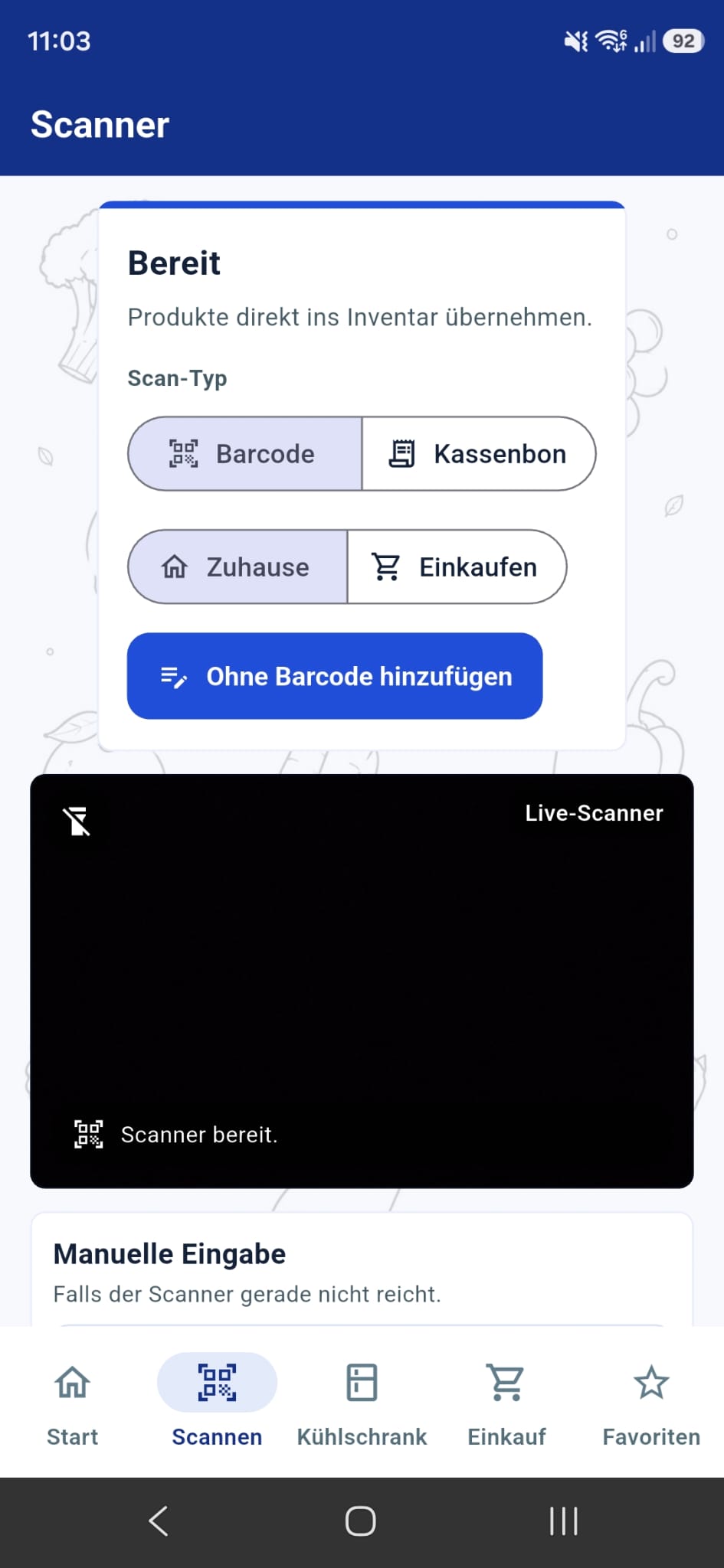 FridgeHop Barcode-Scanner